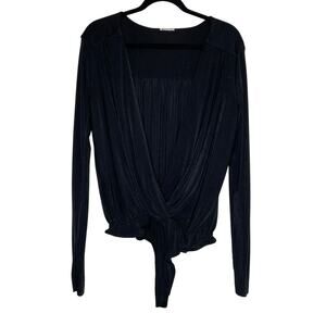 Free People Intimately Black Turnt Bodysuit Thong Snap Closure Size Large